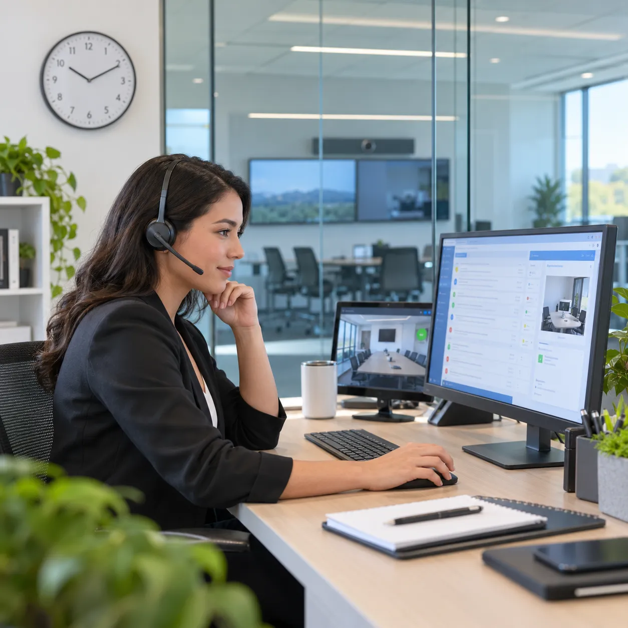 responstijd-av-storing Servicecoördinator beoordeelt een binnengekomen AV-storing vanuit een professionele servicedesk.